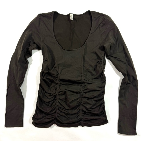 Last Tango Ruched Long Sleeve 3 Panel Top Chocolate Brown - Picture 2 of 7